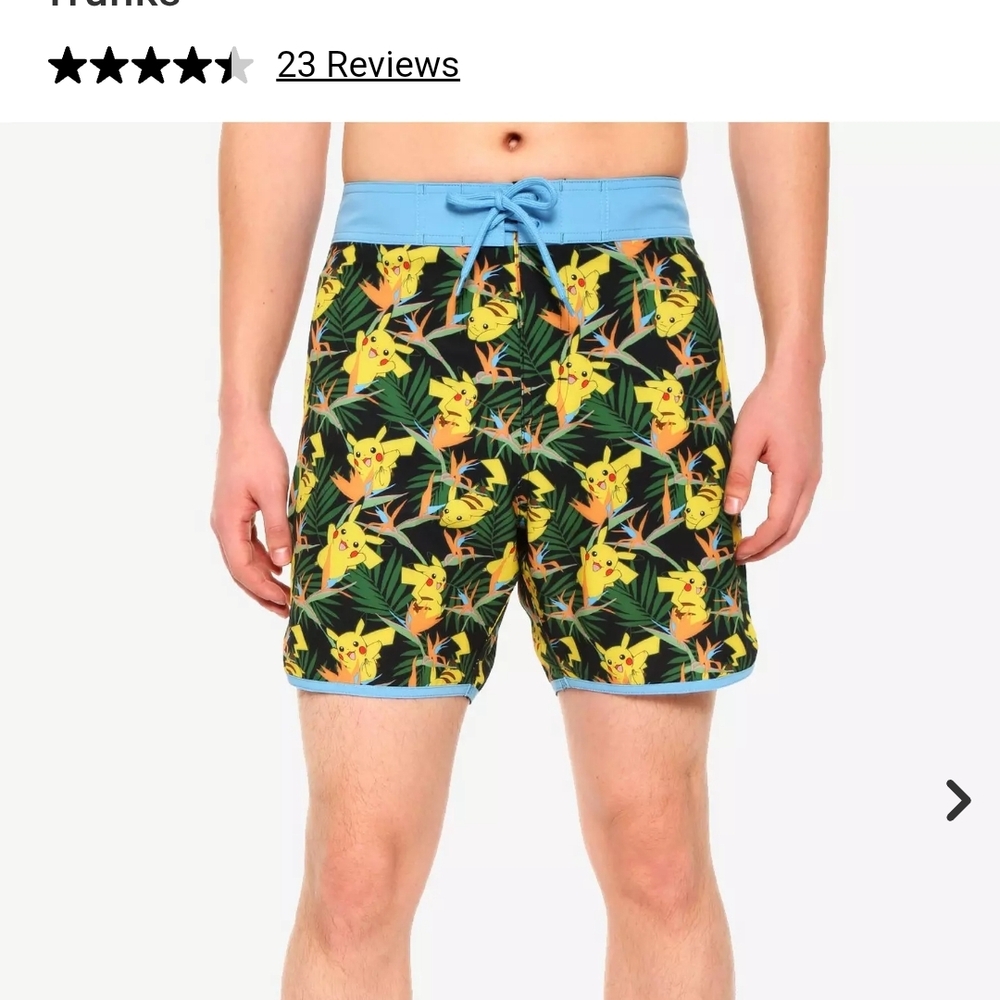 Men's Pikachu Swim Shorts - Black and Blue